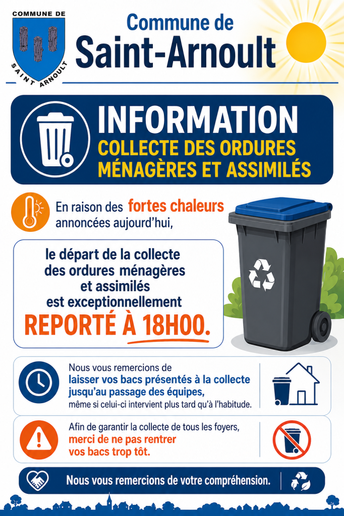 Report collecte des ordures ménagères et assimilés à 18h00 