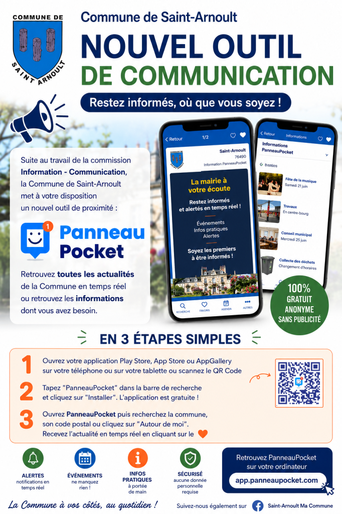 📲 PanneauPocket est désormais disponible à Saint-Arnoult !