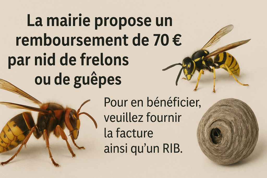 🚨 Lutte contre les nids de frelons et de guêpes : aide financière de la mairie