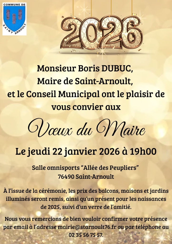 Invitation à la cérémonie des Vœux du Maire de Saint-Arnoult