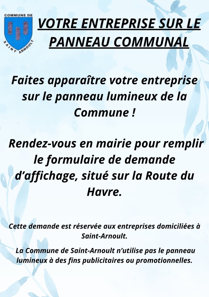 Votre entreprise sur le panneau communal