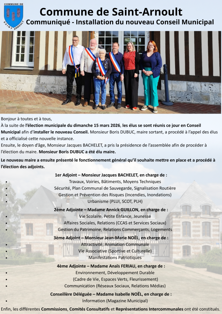 Communiqué - Installation du nouveau Conseil Municipal