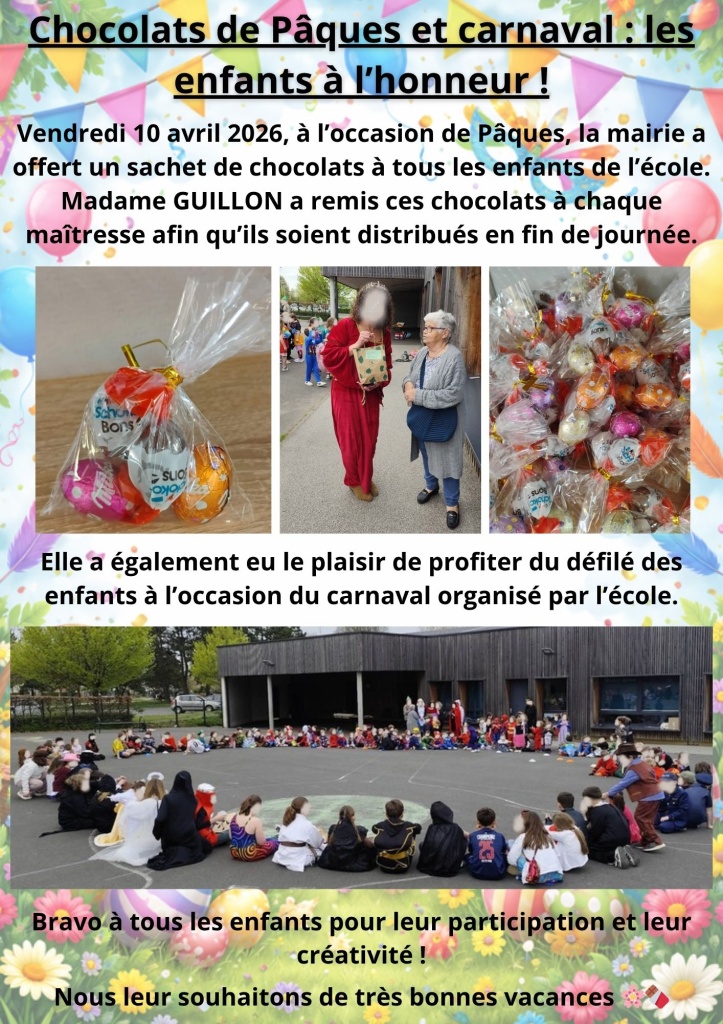 Chocolats de Pâques et carnaval : les enfants à l’honneur !