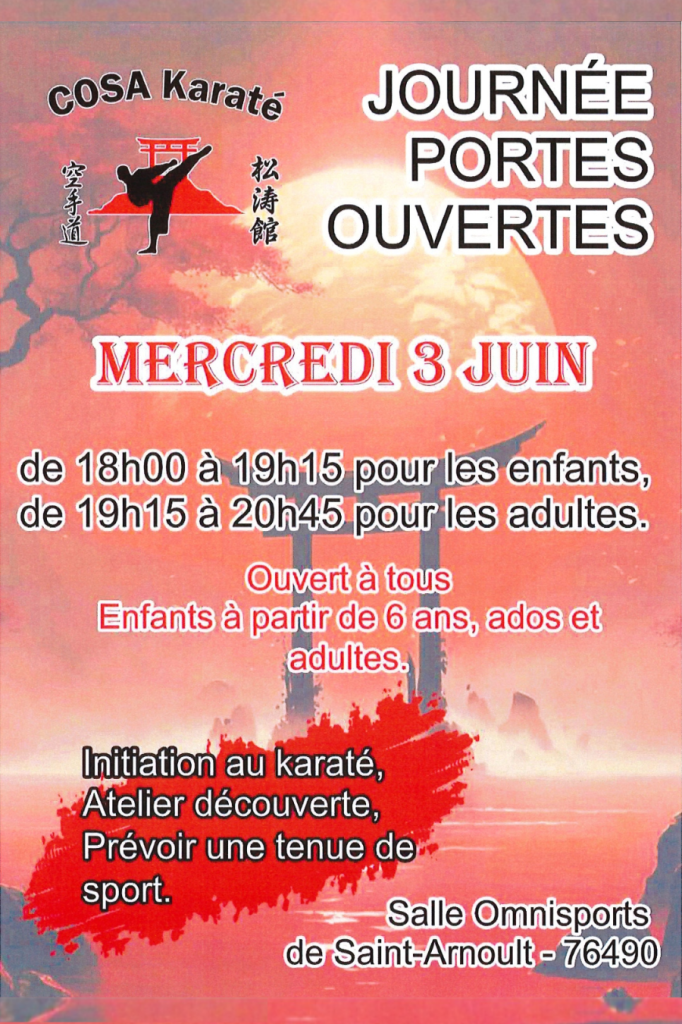 Journée portes ouvertes du COSA Karaté – Mercredi 3 juin 2026